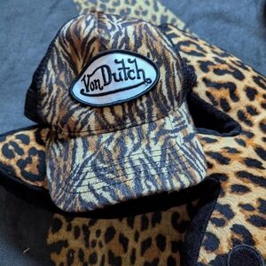 Von Dutch Tiger Print Trucker Hat